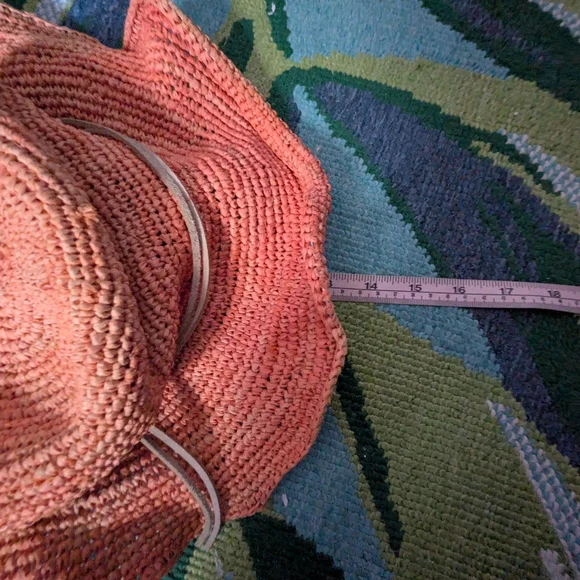 Flora Bella Woven Raffia Fedora Hat Orange Adjustable Tight Fitting